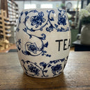 Antique Buffalo Pottery Blue Onion Jar Tea Canister - No Lid