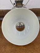 Antique Nickel Plated Rayo Kerosene Lamp with Milk Glass Shade