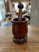 Antique Hand Turned Wooden Mortar and Pestle Set