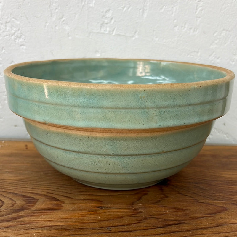 Vintage Stoneware Mint Green Glazed 9" Mixing Bowl