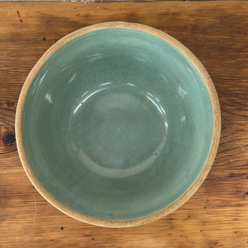 Vintage Stoneware Mint Green Glazed 9" Mixing Bowl