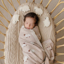 100% Luxury Cotton Receiving Swaddle Baby Blanket - Sheep: Taupe