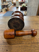 Antique Hand Turned Wooden Mortar and Pestle Set