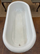 Vintage European Enamel Baby Bathtub on Stand