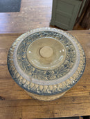 Antique Stoneware Cobalt Blue + Tan Glaze Bread Crock