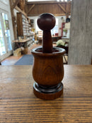 Antique Hand Turned Wooden Mortar and Pestle Set