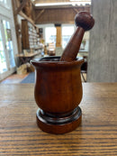 Antique Hand Turned Wooden Mortar and Pestle Set