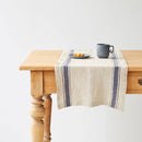 Blue Stripe Vintage Linen Table Runner: 16"x59" | 40x150 cm