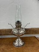 Antique Nickel Plated Rayo Kerosene Lamp with Milk Glass Shade