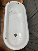 Vintage European Enamel Baby Bathtub on Stand