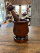 Antique Hand Turned Wooden Mortar and Pestle Set