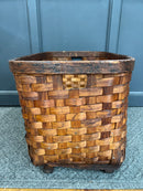 Antique Splint Woven Gathering Rectangle Crate Basket