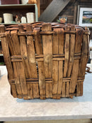 Antique Splint Woven Gathering Basket with Lid