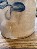 Antique Salt Glazed Two Gallon Stoneware Cobalt Blue Floral Design Jug