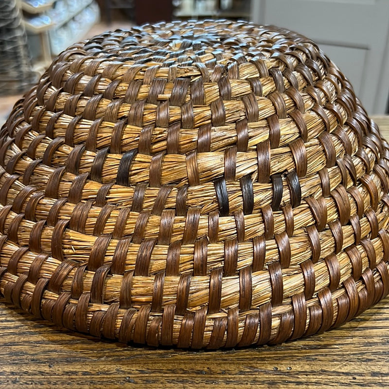 Antique Round Rye Grass Coiled Bread Proofing Basket
