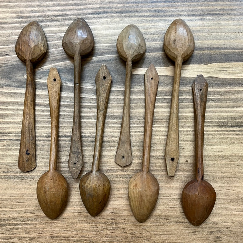 Vintage European Hand Carved Wooden Serving Spoon