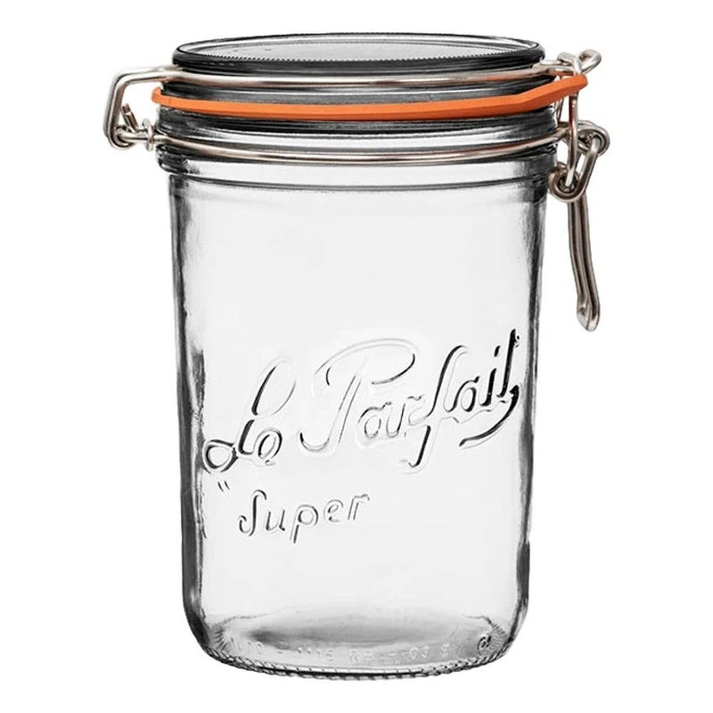 1L Tapered French Glass Preserving Jar W Airtight Rubber