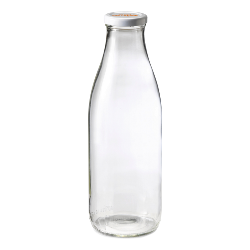 1L French Glass Milk Beverage Bottle W/ Metal Twist Cap