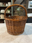 Vintage Woven Wicker Handled Gathering Basket
