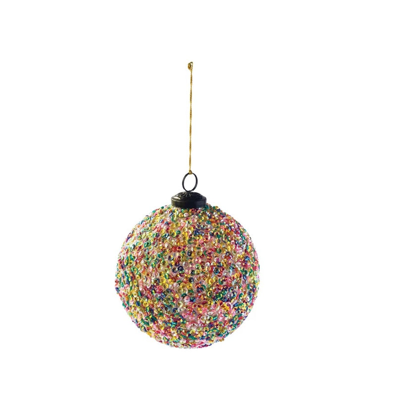 Recycled Glass Ball Ornament w/ Sequins