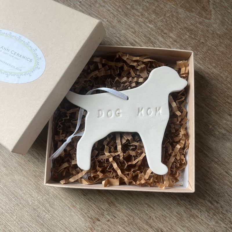 Dog Mom Christmas Ornament  | Handmade Pottery 