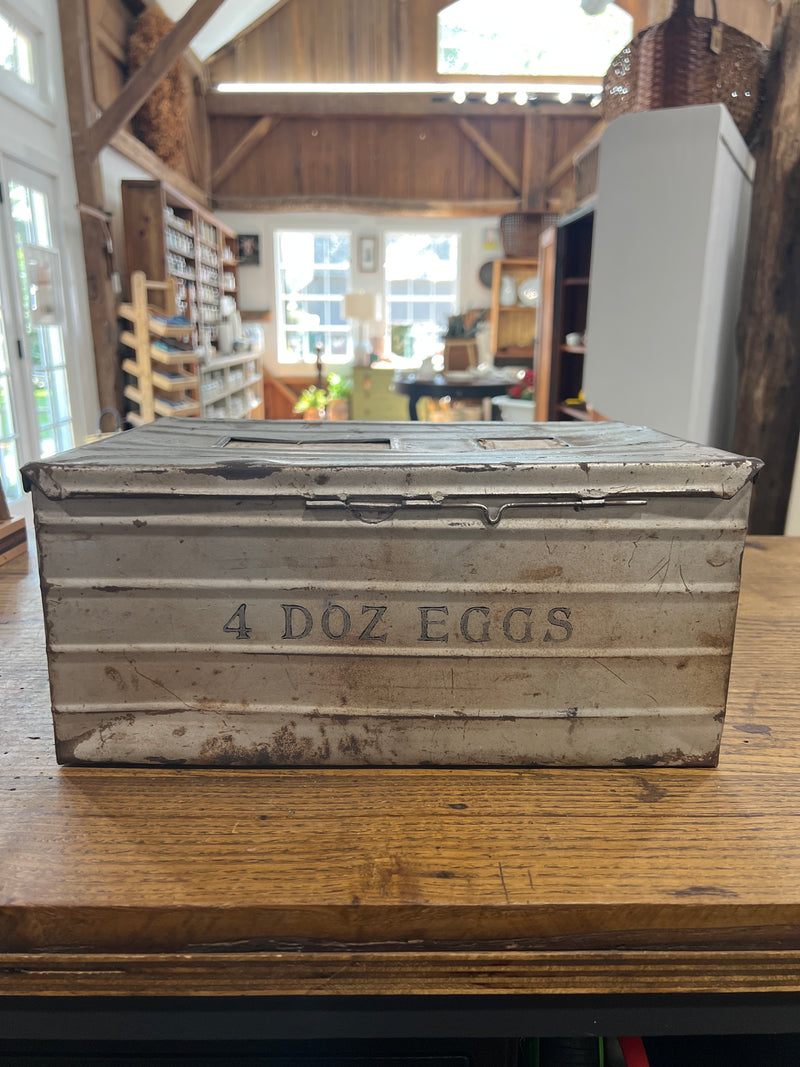 Antique Four Dozen Egg Metal Shipping Crate