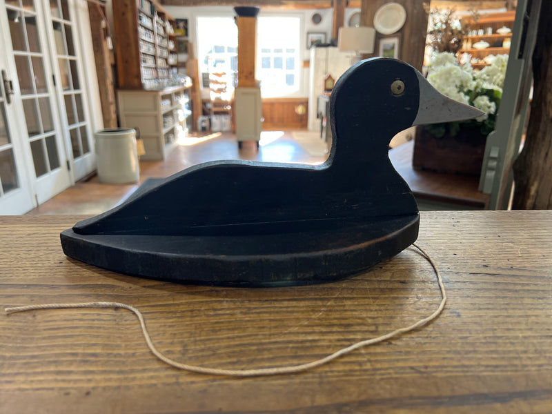 Vintage Hand Painted Silhouette Wood Working Weighted Duck Decoy
