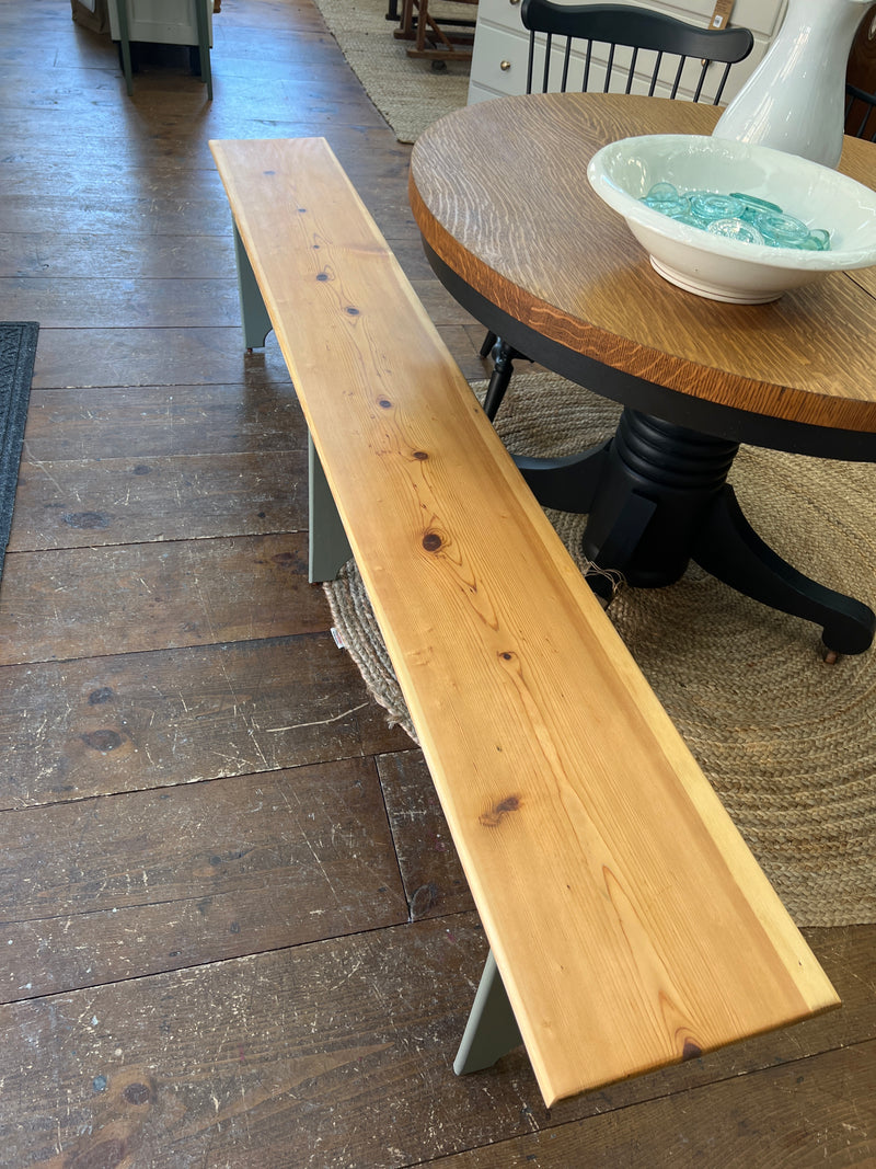 Vintage 7’ Long Waxed Pine Bench