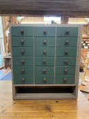 Vintage Wooden 18 Drawer Counter Top Cabinet