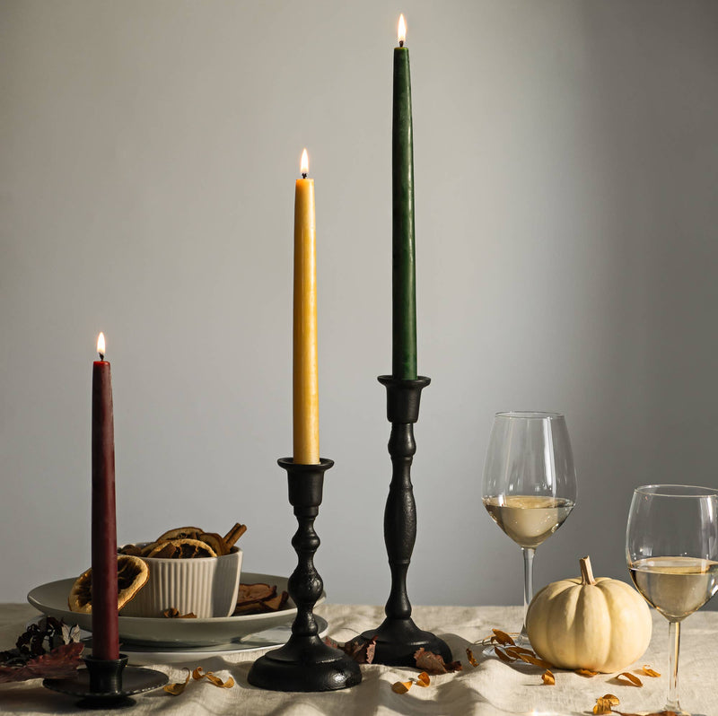 Hand-Dipped Pure Beeswax Taper Candlesticks: Burgundy / 12"