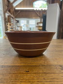 Vintage Brown Glazed Two Off White Banded 7” Mixing Bowl