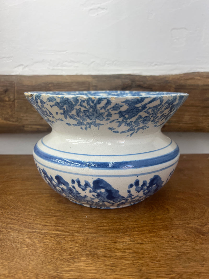 Vintage Blue + White Spongeware Spittoon