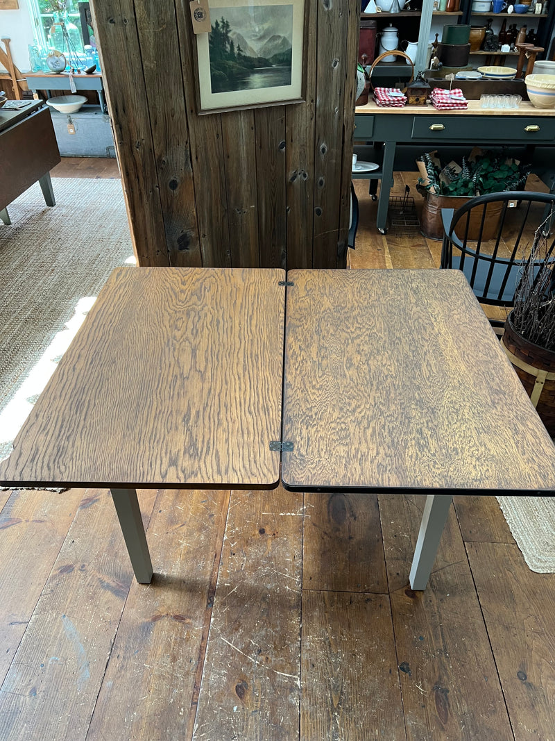 Vintage Enamel Top with Extendable Wooden Top Table