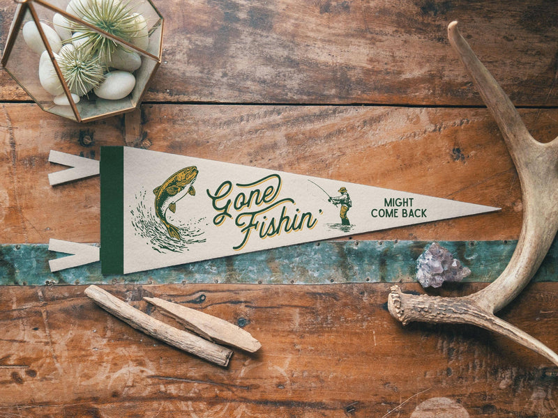 Gone Fishin' Felt Pennant: Neutral / Mini Pennant