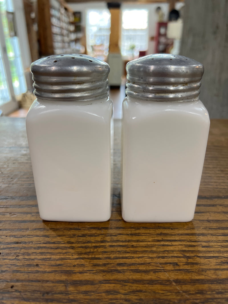 Vintage Milk Glass Salt and Pepper Shaker Set