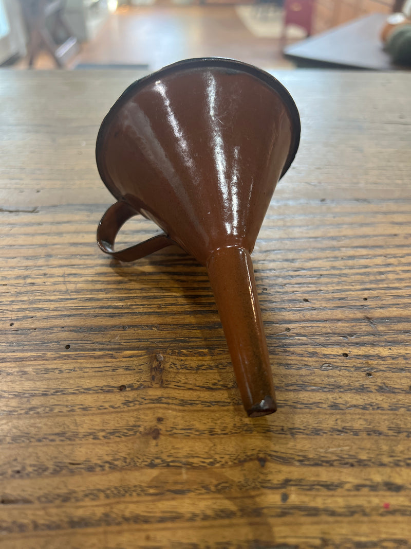 Vintage Brown Enamelware Funnel