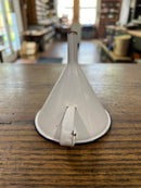 Vintage White Enamelware with Blue Trim Funnel