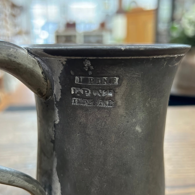 Vintage English Pewter Pint Tankard