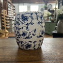 Antique Buffalo Pottery Blue Onion Jar Rice Canister - No Lid