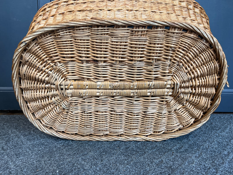 Vintage Rectangle Wicker  Basket Double Handled