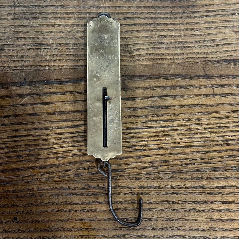 Antique P.S. + W Co. Spring Hanging Brass Scale