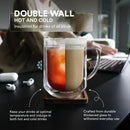 Glass Mug, Double Wall Borosilicate, 17oz Set of 2, Clear