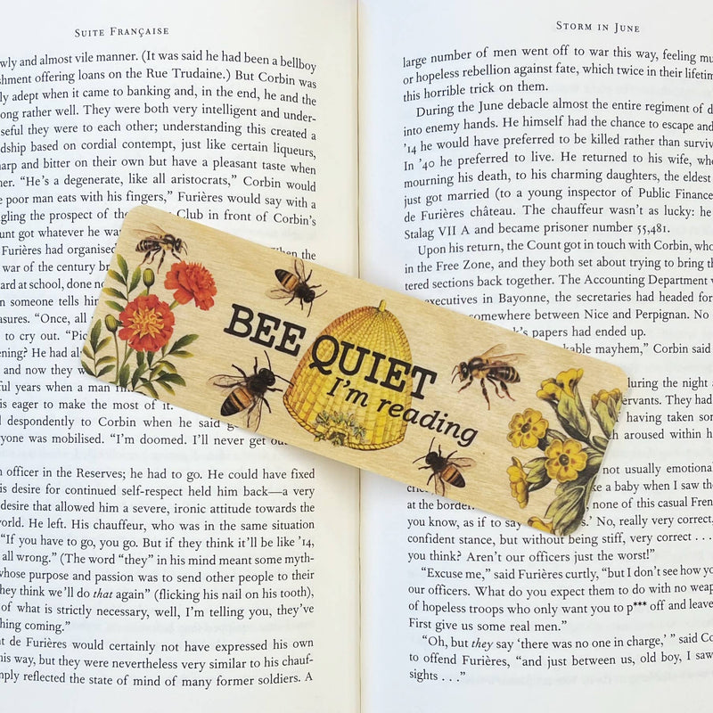 Bee Quiet... I'm Reading | Botanical | Wood Bookmark NEW