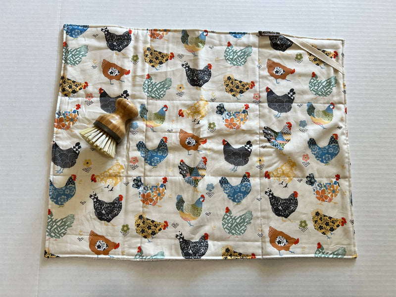 Floral Chickens Drying Mat