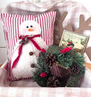 Primitive Snowman Decorative Pillow |  Red Ticking
