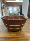 Vintage Brown Glazed Two Off White Banded 7” Mixing Bowl