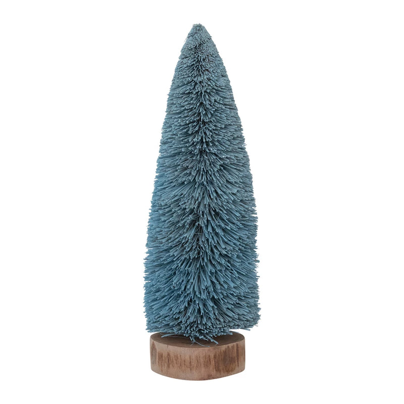 2-1/2" Round x 8"H Sisal Bottle Brush Tree with Wood Base, Blue