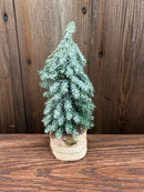 Faux Cedar/Pine Tree w/ Faux Wood Base, Snow/Frost Finish, 4 Styles