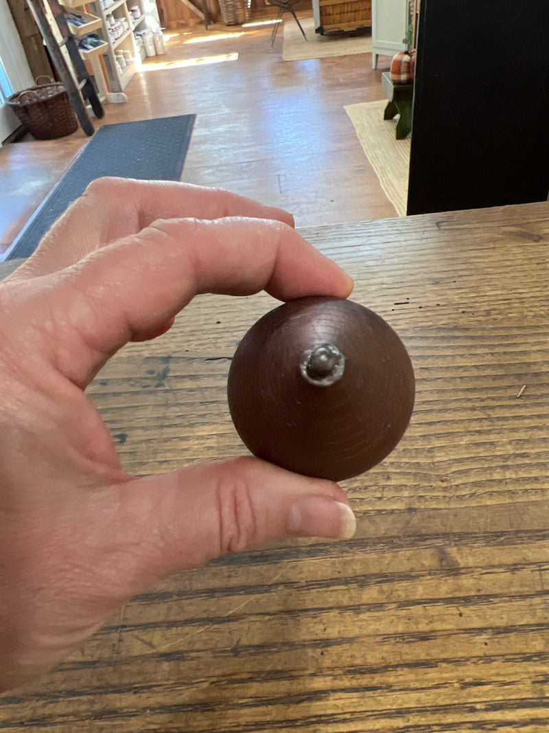 Vintage Wooden Spinning Top with Metal Tip