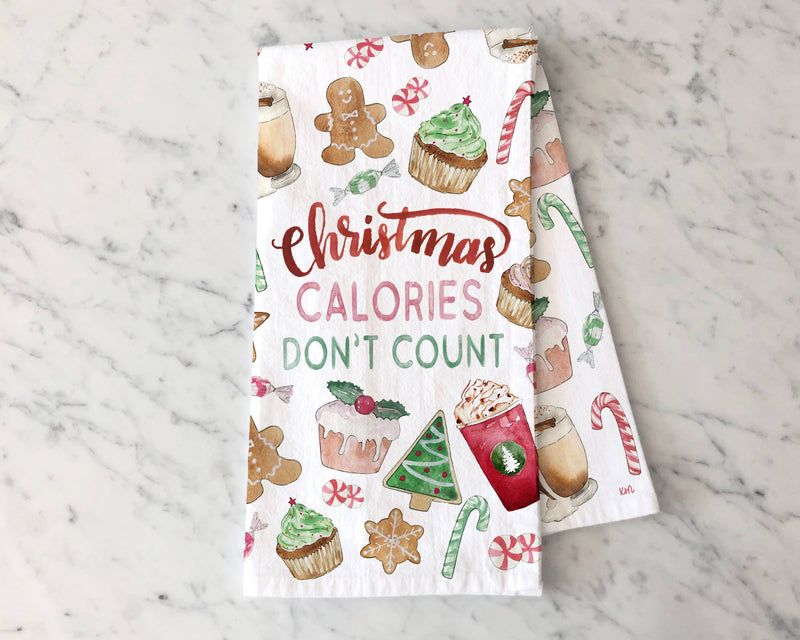 Christmas Calories Don't Count - Holiday Treat Tea Towel